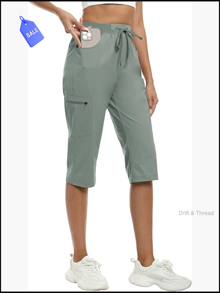 Lightweight Capri Pants With Zipper Pockets 4-Pocket Cargo Hiking Capris